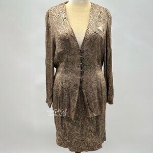 Vintage Chad's Place Button-Up Dress Suit w/ Belted Back Size 16